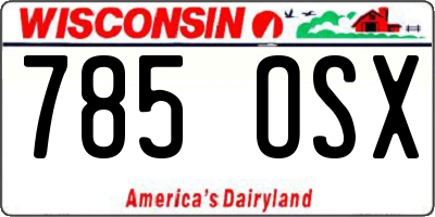 WI license plate 785OSX
