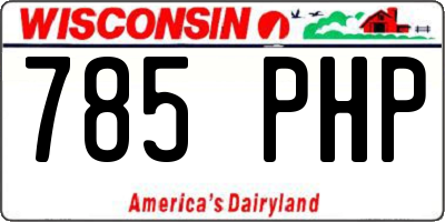 WI license plate 785PHP