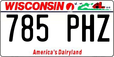WI license plate 785PHZ