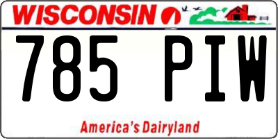 WI license plate 785PIW