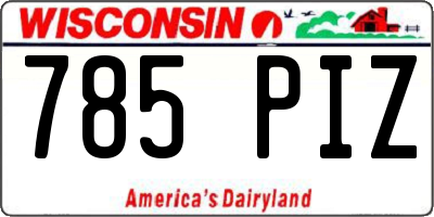 WI license plate 785PIZ