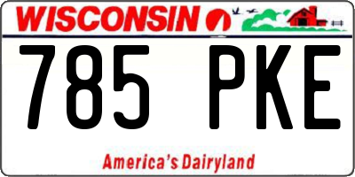 WI license plate 785PKE