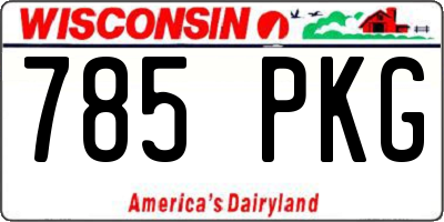 WI license plate 785PKG