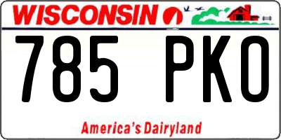 WI license plate 785PKO