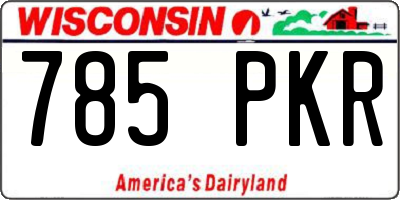 WI license plate 785PKR