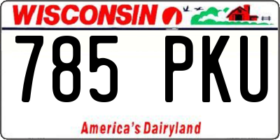 WI license plate 785PKU