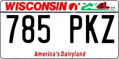 WI license plate 785PKZ