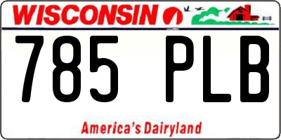 WI license plate 785PLB