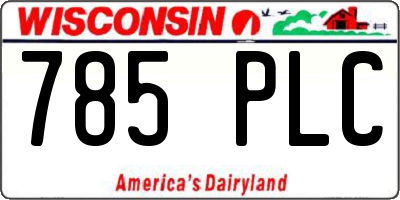 WI license plate 785PLC