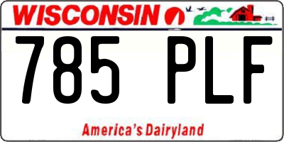 WI license plate 785PLF