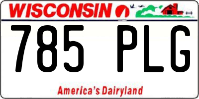 WI license plate 785PLG