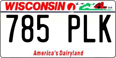 WI license plate 785PLK