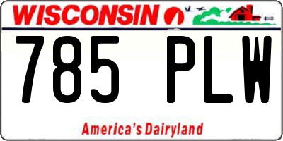 WI license plate 785PLW