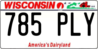 WI license plate 785PLY