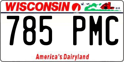 WI license plate 785PMC