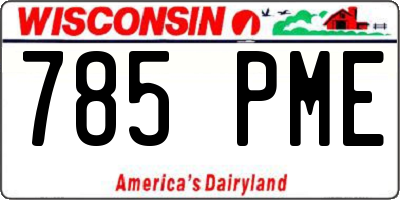 WI license plate 785PME
