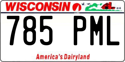 WI license plate 785PML