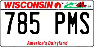 WI license plate 785PMS