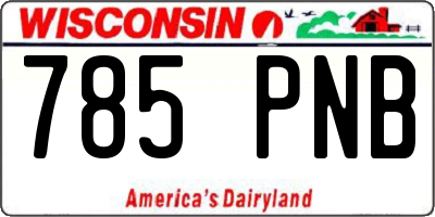 WI license plate 785PNB