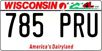 WI license plate 785PRU