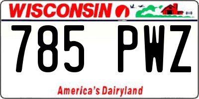 WI license plate 785PWZ