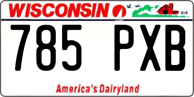 WI license plate 785PXB