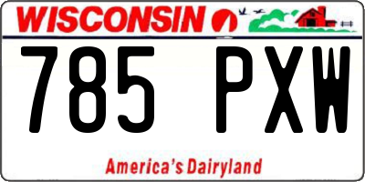 WI license plate 785PXW