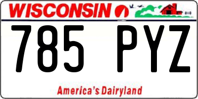 WI license plate 785PYZ