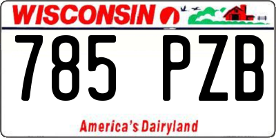 WI license plate 785PZB