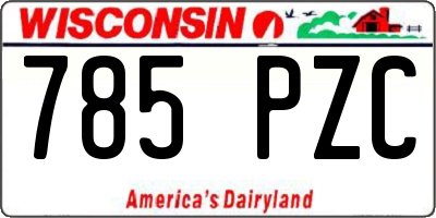 WI license plate 785PZC