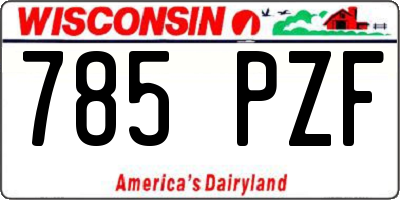 WI license plate 785PZF