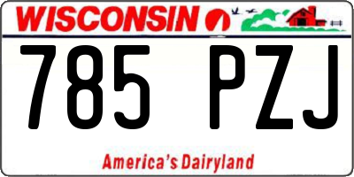 WI license plate 785PZJ
