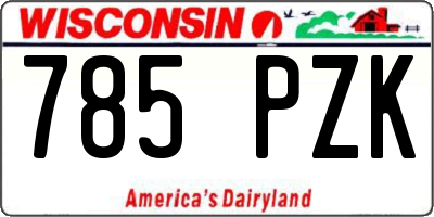 WI license plate 785PZK