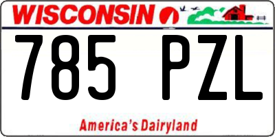 WI license plate 785PZL