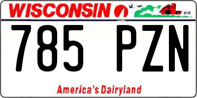 WI license plate 785PZN