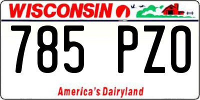 WI license plate 785PZO