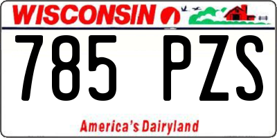 WI license plate 785PZS