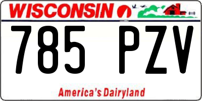WI license plate 785PZV