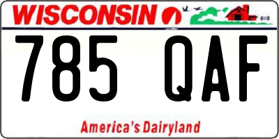 WI license plate 785QAF