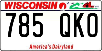 WI license plate 785QKO