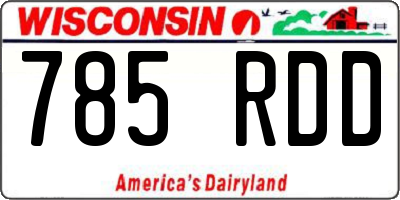 WI license plate 785RDD