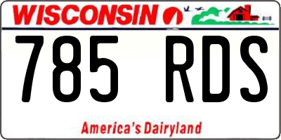 WI license plate 785RDS
