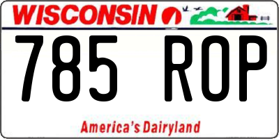 WI license plate 785ROP