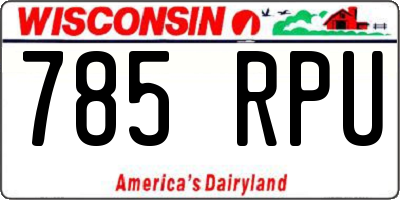WI license plate 785RPU