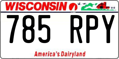 WI license plate 785RPY