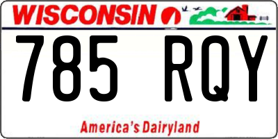 WI license plate 785RQY