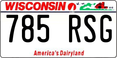WI license plate 785RSG