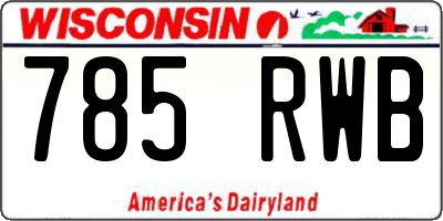 WI license plate 785RWB