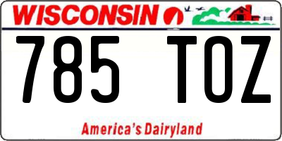 WI license plate 785TOZ
