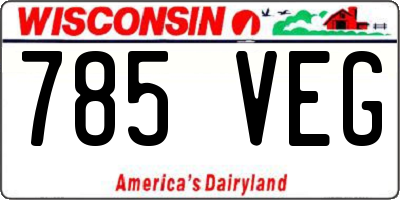 WI license plate 785VEG